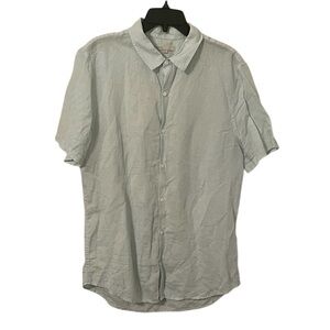 Onia Men’s Mint Green Linen Blend Short Sleeve Button Up Shirt Size L